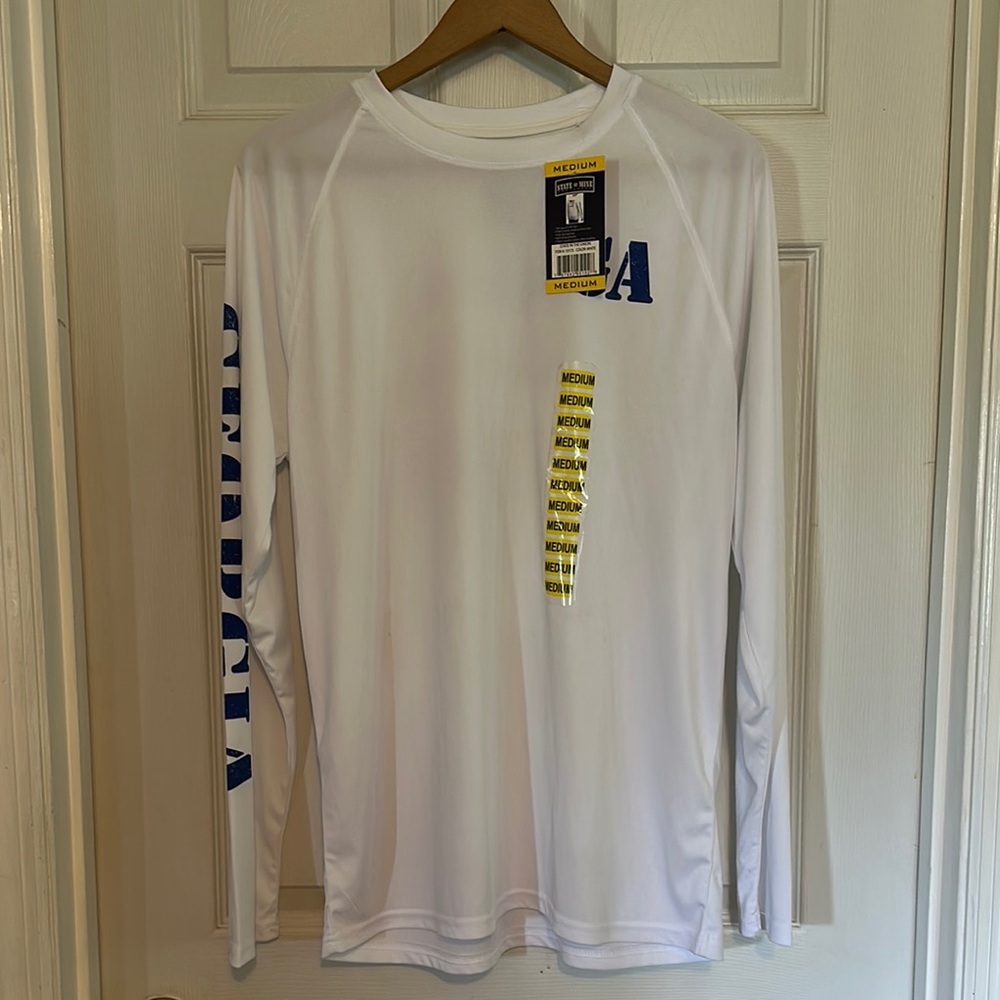 State of Mind White Long Sleeve with Blue Georgia Print UPS 50+ protection mens